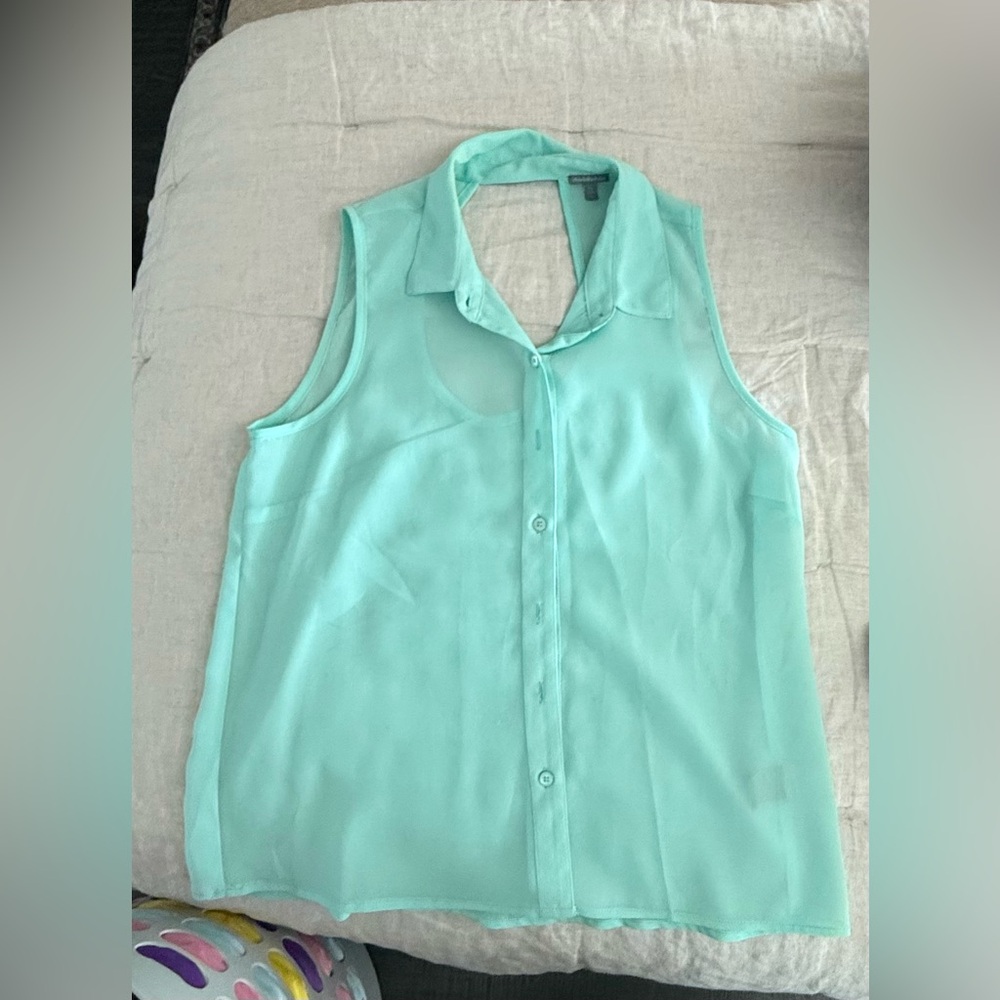 Charlotte Russe Light Green Sleeveless Blouse